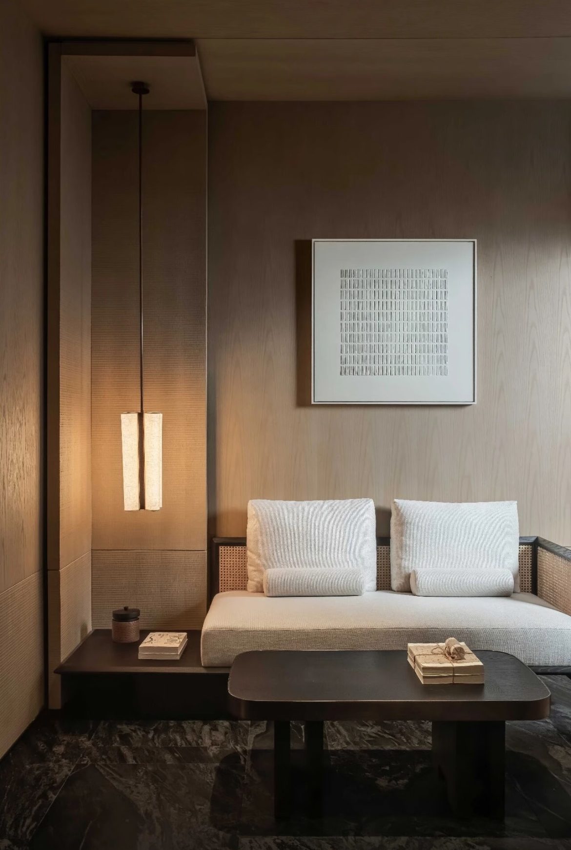 Wood veneer interior application in a private club